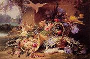 Eugene Bidau Still Life with Flowers USA oil painting artist